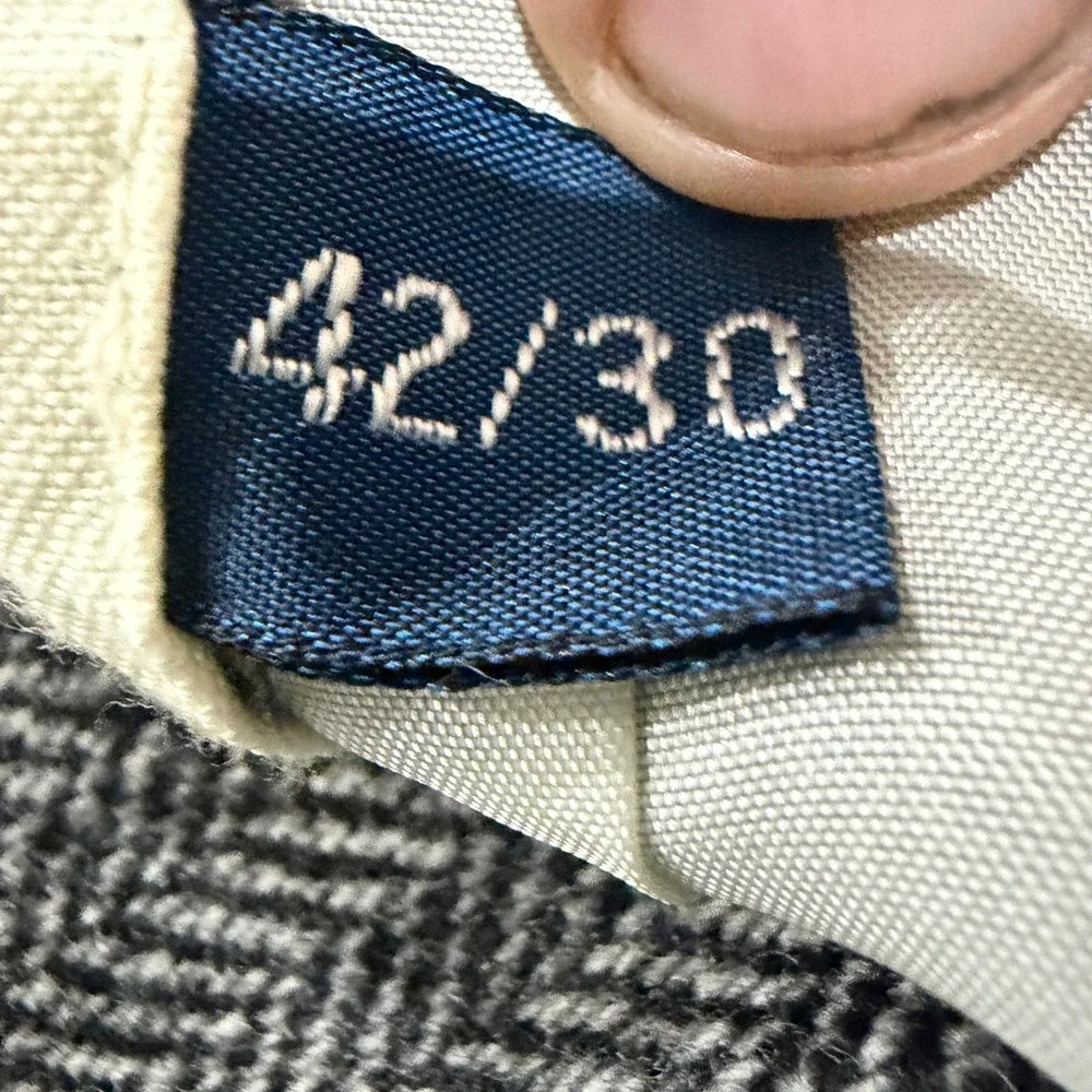 Polo‎ Ralph Lauren Vintage Grey Herringbone Wool Blend Trousers Mens 42x30